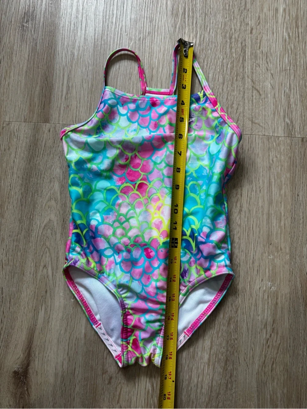 Speedo Girls XS One Piece Swimsuit Multicolor Mermaid Scale Pink Blue Green